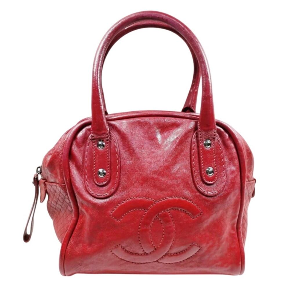 CHANEL 31 Rue Cambon Red Leather Handbag EUC
